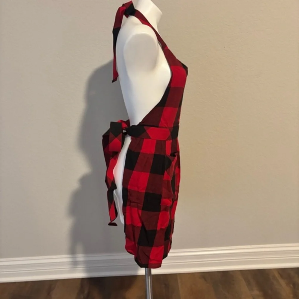 Tag Women One Sz Buffalo Plaid/Check Red Black Apron‎ Pockets Holiday Christmas